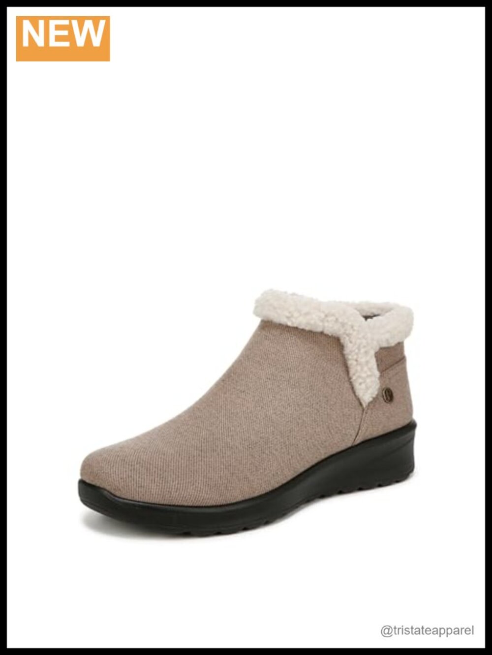 LifeStride Women's Ankle Bootie with Side Zipper, Stretch Twill Fabric, Wedge
